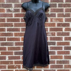 Penneys Gaymode UNION LABEL Black Half Dress Slip Lace Trim Nylon Lingerie 34P